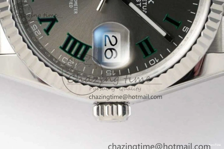 MiroTime 0425 DateJust 36mm SS DIWF 1:1 Best Edition 904L Steel Gray Dial Green Markers on Jubilee Bracelet SA Upgraded 2312